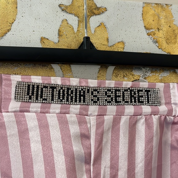 Victoria’s Secret 🔥RARE🔥 Size 38 Y2K Pink Striped Bling Satin Pajama Pants - Picture 3 of 8